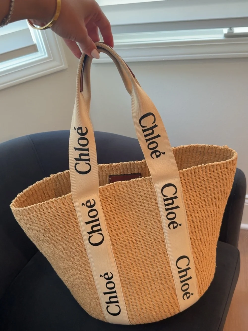 Chloe woven raffia beach bag